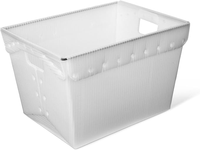 Hudson Exchange 18.25 x 13.25 x 11.75 (3 Pack) Corrugated Space Age Handled Storage Container Mail Tote, Natural