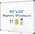 VIZ-PRO Magnetic Whiteboard/Dry Erase Board, 40 X 30 Inches, Includes 1 Eraser & 2 Markers & 4 Magnets