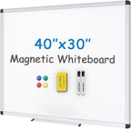 VIZ-PRO Magnetic Whiteboard/Dry Erase Board, 40 X 30 Inches, Includes 1 Eraser & 2 Markers & 4 Magnets