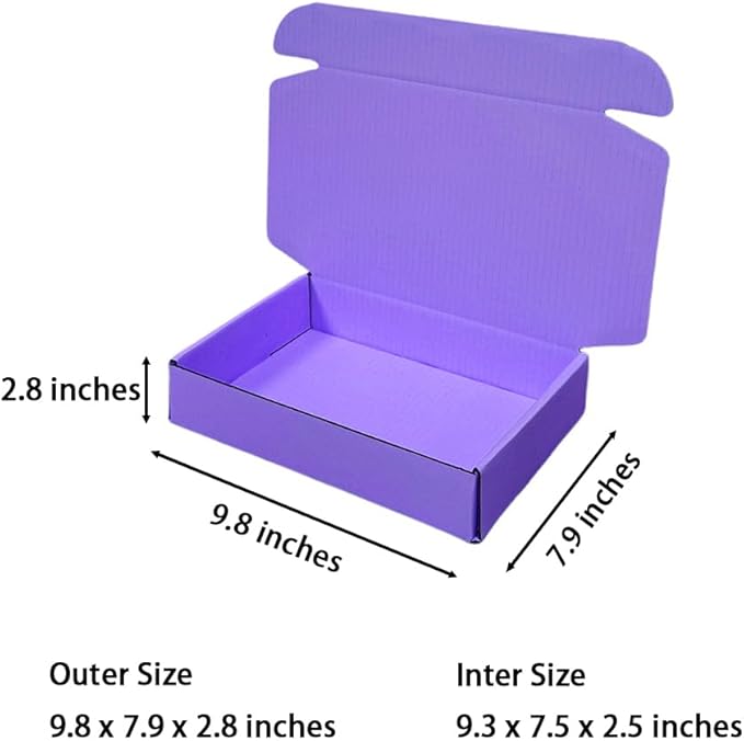 30 Pcs 9.8 x 7.9 x 2.8 inches Shipping Boxes for Small Business Cardboard Corrugated Mailer Boxes for Shipping Packaging Holidays Craft Gifts Giving Products (Lavender, 9.8 x 7.9 x 2.8")