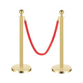 8 Pcs Stanchions with Red Velvet Ropes Set, 4 Red Velvet Ropes and 8 Stainless Steel Posts with Base, Runner Poles for Red Carpet Party Decoration Crowd Control Barriers (Golden)