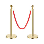 8 Pcs Stanchions with Red Velvet Ropes Set, 4 Red Velvet Ropes and 8 Stainless Steel Posts with Base, Runner Poles for Red Carpet Party Decoration Crowd Control Barriers (Golden)