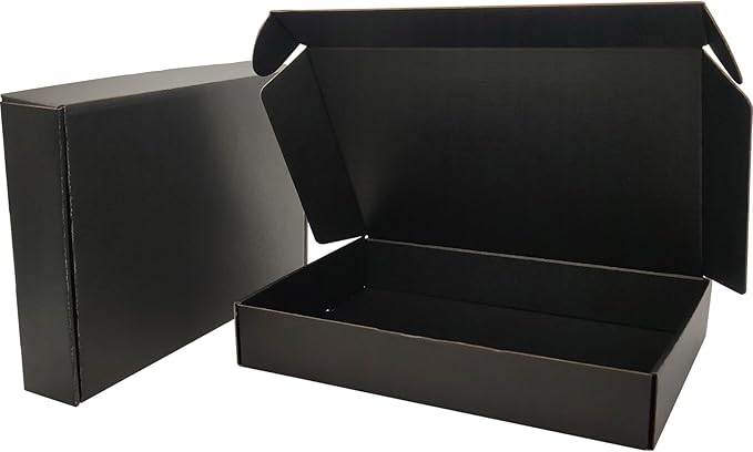 Black Shipping Boxes for Small Business Pack of 25-11x8x2 inches Cardboard Corrugated Mailer Boxes for Shipping Packaging Craft Gifts Giving Products