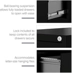 Scranton & Co 4 Drawer Metal Vertical File Cabinet with Lock, 22" Deep, Letter Size, Home/Office, Preassembled, Commercial Grade, Black Finish