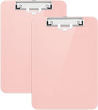 Hongri Plastic Clipboard with Pen Holder, Pink 8.5x11 Letter Size Clip Board for Classroom, Office, Students, Nurses and Women, Low Profile Clip, Size 12.5 x 9 in(Pack of 2)