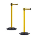 CCW Series WBB-200 Set of 2 Outdoor Safety Rubber Base Stanchion Retractable Belt Barriers - Easy to Assemble (11 Foot Belt, Yellow"Caution - Wet Floor" Black Letters Belt with Yellow Post)