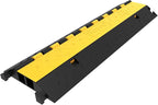 VEVOR 4 Pack Rubber Cable Protector Ramp 2 Channel Heavy Duty 66,000LB Load Capacity Cable Wire Cord Cover Ramp Speed Bump Driveway Hose Cable Ramp Protective Cover