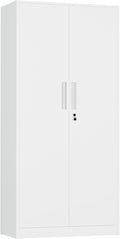 INTERGREAT Metal Storage Cabinet with Lock, 61" H Metal Cabinets Storage with 2 Doors and 4 Adjustable Shelves, Locking Garage Cabinet for Home Office, Kitchen, Bathroom (White)