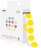 PARLAIM 1/2 Inch Round Adhesive Color-Code Dot Stickers,500 Stickers Inventory Dots Label in Dispenser Box,Yellow Circle Coding Labels for Office Home (Yellow)