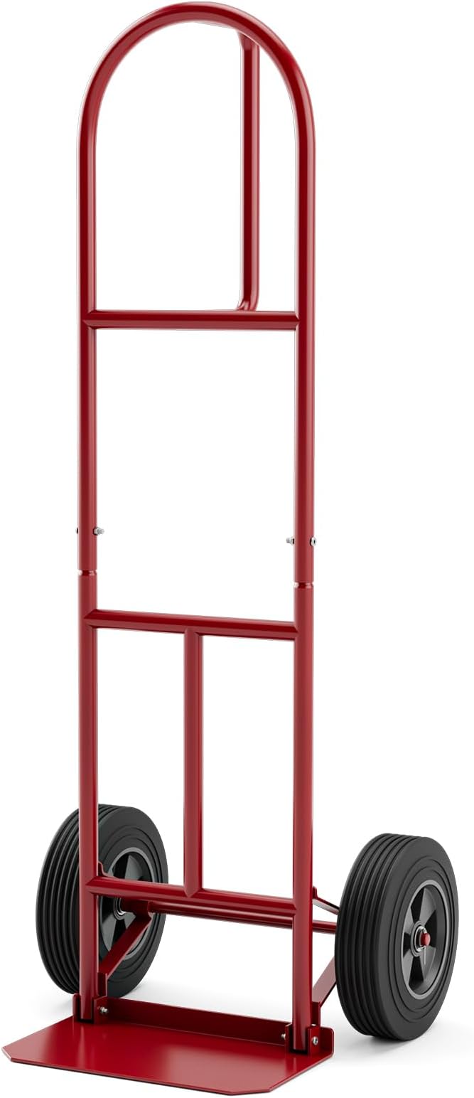 Goplus Hand Truck, P-Handle Hand Truck Dolly with Vertical Loop Handle, 10” Wheels, 15” x 9” Foldable Nose Plate, 660 LBS Capacity, Heavy Duty Metal Dolly Cart for Lifting, Moving, Delivery, Stairs