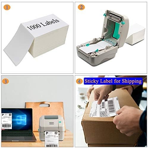 OausTect 4x6 Shipping Label 12000 Fanfold Labels for Rollo, Zebra Direct Thermal Printer, with Perforations - 12 Stack (12 Stack/12000 Labels)