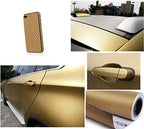 F & B LED LIGHTS Golden 3D Carbon Fiber Film Twill Weave Vinyl Sheet Roll Wrap (108" X 60", Golden)