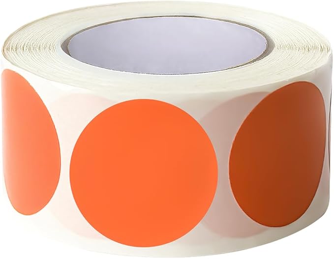 SHYGO® 1“ Orange Circle Dot Stickers Color Coding Labels, 1000PCS 2 Rolls