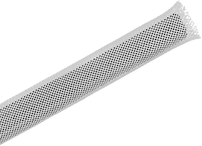 25ft - 1/8 inch Braided Cable Management Sleeve Cord Protector PET Expandable Braided Sleeving-Self-Wrapping Wire Loom for TV/Computer/Home Theater/Engine Bay - White