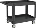 Utility Cart on Wheels, 2 Shelf Heavy Duty Plastic Rolling Cart, 550LBS Capacity Service Carts for Warehouse, Garage, School, Kitchens, Office(Black, 45.7)