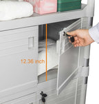 JaboEquip Large Lockable Medical Cart 3 Shelf Hospital Cart Overall Size L34.43xD19.69 inch, JBG-3D2, 606 lbs Load Cap. Off-White (Light Grey) Color