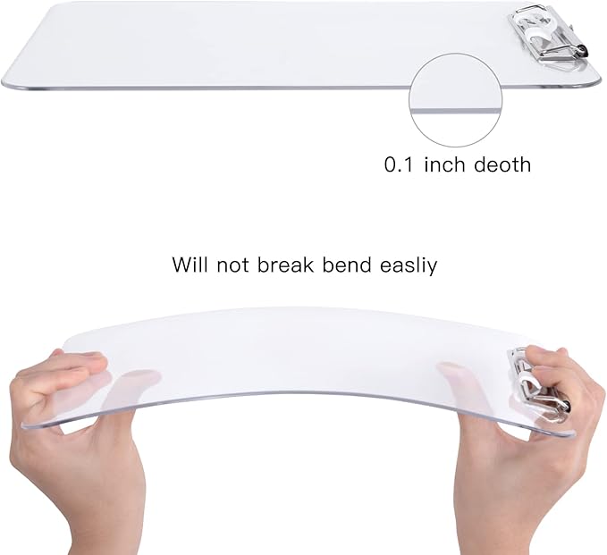 Hongri Plastic Clipboard with Pen Holder, Clear 8.5x11 Letter Size Clip Board for Classroom, Office, Students, Nurses and Women, Low Profile Clip, Size 12.5 x 9 in(Pack of 2)