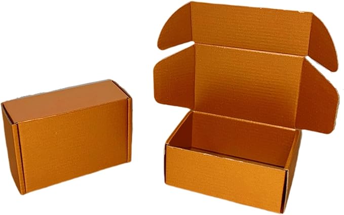 50 Pcs 4.3 x 3.1 x 2 inches Mini Size Corrugated Cardboard Gift Boxes Recyclable Shipping Boxes for Packing Jewelry Ornament Gift Craft Packaging Supplier (Copper, 4.3 x 3.1 x 2")