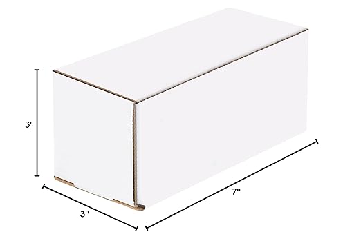 Box USA BM733 7"L x 3"W x 3"H, White (Pack of 50)