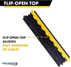 Kable Kontrol Atlas Heavy Duty Cable Protector Ramp - 2 Channel Bulk Wholesale Pallet - 40 Pcs - 40” Long Black & Yellow - 24,000 Lbs Capacity - Rubber Speed Bump Wire Protector Cord Cover - CP9987