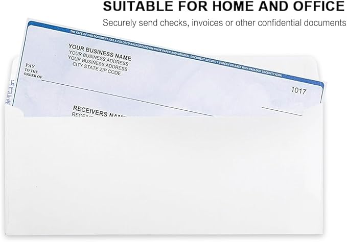 HERKKA #10 Security Self-Seal Envelopes, No.10 Windowless Bussiness Envelopes, Security Tinted with Printer Friendly Design - Size 4-1/8 x 9-1/2 Inch - White - 24 LB - 100 Pack