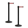 Crowd Control Warehouse CCW Series RBB-100 - Set of 2 Stanchion Retractable Belt Barriers - 7.5 Foot, Red"NO Entry" White Letters Belt with Black Post - Easy Assembly