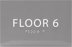 6" X4" Floor 6 Sign - ADA Compliant Tactile Graphics Grade 2 Braille Text | Wall Mount Plastic Directional Assistance, Floor Number Sign for Office, Schools, Hospitals, Apartments