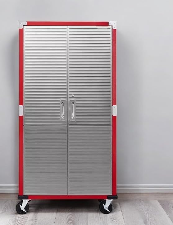 Heavy Duty Storage Solid Stainless Steel Cabinet with Lockable, Adjustable Shelf, Metal Garage Organizer (Red, 36" W x 18" D x 72" H)