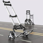 Heavy Duty 6-Wheel Stair Climbing Cart - 300lb Capacity Folding Hand Truck, All-Terrain Aluminum Trolley w/Adjustable Handle - Perfect for Groceries, Deliveries, Apartments