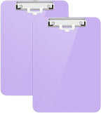 Hongri Plastic Clipboard with Pen Holder, Purple 8.5x11 Letter Size Clip Board for Classroom, Office, Students, Nurses and Women, Low Profile Clip, Size 12.5 x 9 in(Pack of 2)