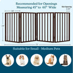 Pet Gate - 4-Panel Indoor Foldable Dog Fence for Stairs, Hallways or Doorways - 72x24-Inch Retractable Wood Freestanding Dog Gates by PETMAKER (Brown)