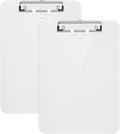 Hongri Plastic Clipboard with Pen Holder, White 8.5x11 Letter Size Clip Board for Classroom, Office, Students, Nurses and Women, Low Profile Clip, Size 12.5 x 9 in(Pack of 2)