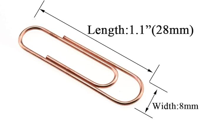 HAHIYO Paper Clips Sturdy 1.1 inches Length 300 Pack Paperclips Heavy Duty Tight Grip Rust Proof Reusable Metal Bright Rose Gold for Home Office School