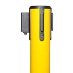 Crowd Control Warehouse CCW Series RBB-100 Set of 2 Stanchions with Retractable Belts - 11 Ft Black/Yellow Belt, Yellow Post - Line Dividers for Crowds Retractable Crowd Control Barriers