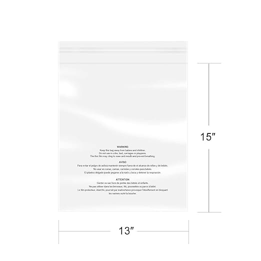 iMailer - 100 Pcs - 13" x 15" Poly Bags with Suffocation Warning Self Seal- Clear Shipping Bags 1.6 Mil for Clothing, Shirts, Packaging - Permanent Adhesive