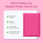 Hot Pink 8.5x14.5 Inch Poly Bubble Mailers #3 | Self Seal Large Padded Envelopes | Air Cushioned Bubble Mailer | Usable Size 8.5x13.5 | Waterproof Lightweight Mailing Shipping Bags | 100 Pack Bulk