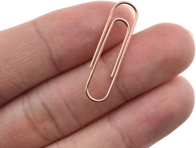 HAHIYO Paper Clips Sturdy 1.1 inches Length 300 Pack Paperclips Heavy Duty Tight Grip Rust Proof Reusable Metal Bright Rose Gold for Home Office School