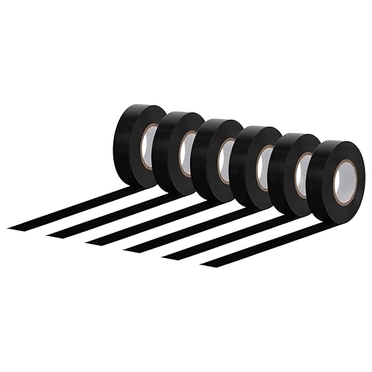 Amazon Basics Electrical Adhesive Tape, for Home DIY, Repairs, Electrical, Automotive and Equipment, 6-Pack, 3/4-inch by 60-feet, Black
