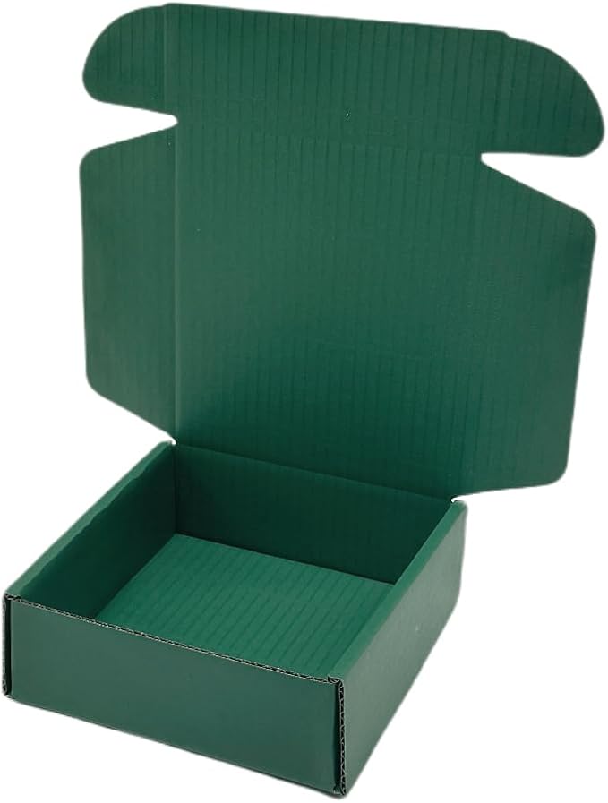 50 Pcs 6.3 x 6 x 1.6 inches Shipping Boxes for Small Business Cardboard Corrugated Mailer Boxes for Shipping Packaging Holidays Craft Gifts Giving Products (Hunter Green, 6.3 x 6 x 1.6")