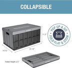 CleverMade Collapsible Storage Bins with Lids - Stone 3 Pack 46L - Plastic Containers Stackable Organization Crates Home Closet Space-Saving Durable