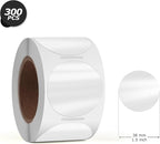 Clear Thermal Labels Vinyl 1.5 Inch Self-Adhesive Round Stickers Circle Roll Waterproof Printer Decals Package Seal for QR Code Envelope Office Retail Home 300 PCS