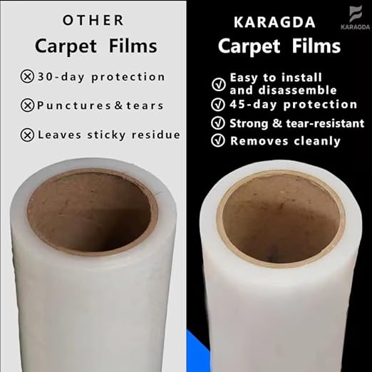 24” x 250 ft Carpet Protection Film – Heavy-Duty Clear Self-Adhesive Floor Protector for Moving, Painting & Construction