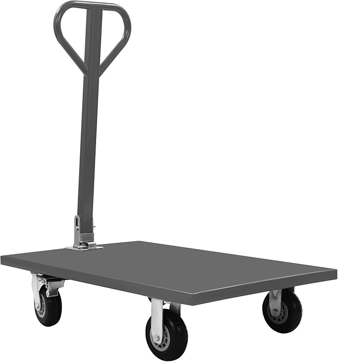 2000LBS Capacity Platform Truck Cart with 360° Rotatable Handle, Heavy Duty Flatbed Hand Truck with 4 Wheels, Industrial Flat Dolly Cart for Factory Warehouses, Garages, Homes