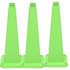 BESEA 3 Pack 28" Bright Green Traffic Safety Cones with Weighted Base, High-Visibility Parking Cones for Driveways, Business Parking Lots, Garages, Indoor/Outdoor Use