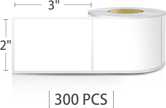 White Rectangle Sticker Labels 3×2 Inch Vinyl Stickers Color Coding Name Tags Roll Removable Waterproof 300 per Dispenser Box