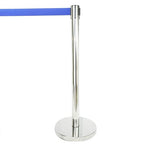 VIP Crowd Control Retractable Belt Stanchion Queue Safety Barrier Set, 36" Ht, 78" Belt + Wall Bracket (6 Mirror Posts Blue Belt + SFrame + WBracket)