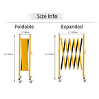 GYMTIME Easily Assembled Expandable Metal Barricade, 8 Feet, Portable Safety Barrier with Casters, Flexible Fence Mobile Barrier Gate, Adjustable Traffic Fence
