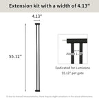 Lumizone Extra Tall Cat Gate Extension Kit 55.12" High Pressure Mounted 2025 New 4.13" Extra Wide 1.37" Gap No Drilling Tall Pet Gate for Dogs (Black, 55.12" H x 4.13" W, Extension)