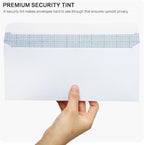 HERKKA #10 Security Self-Seal Envelopes, No.10 Windowless Bussiness Envelopes, Security Tinted with Printer Friendly Design - Size 4-1/8 x 9-1/2 Inch - White - 24 LB - 100 Pack