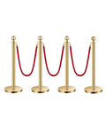 VEVOR Stanchions and Velvet Ropes 4Pcs, Hollow Base with Stainless Steel Post, 3 Red Velvet Ropes and Posts, Crowd Control Barriers Gold Stanchions, Red Carpet Runner Poles for Party Supplies